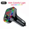 2022 Ambient Light Bluetooth 5.0 FM Sändare Bluetooth Car Kit Mp3 Player Wireless Handsfree Audio Mottagare USB Fast Charge TF U Disk Play