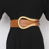 Bälten Kvinnor Fashion Metal Curved Large Horseshoe Buckle Importerat Microfiber Läder Double Belt Casual DMY1859 BELTS