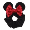 Haarzubehör Pailletten Bogen Elastizbänder Velvet Kids Girl Scrunchies Maus Ohren Binde Gummi -Baby Accessoireshaar