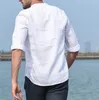 الرجال عارضة القمصان الصيف الرجال هاواي قميص الكتان قصيرة الأكمام بلون التلبيب الرقبة زر الشاطئ 2022 ملابس الشارع الشهير