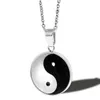Hänge halsband silverfärg yin yang skvaller halsband runda för kvinnliga män rostfritt stål taoism amulet manlig juvelrypendant