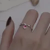 Trouwringen Koreaanse luxe zirkonia voortreffelijk voor vrouwen sieraden oceaan hart charme ketting ring hypoallergeen verzilverd wynn22