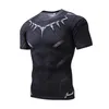 2017 Fashion Trend New Men Panthers Short Sleeve Compression Compression Tremable Tweat Slim Sirt289W