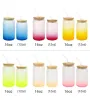 12oz 16oz Sublimation Glass Tumblers Beer Mugs Gradient Frosted Cola Can Jar with Bamboo lid and straw