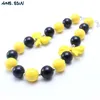 MHS.SUN Yellow+Black Color Baby Kid Chunky Necklace Cute Bow Girl Kids Bubblegum Bead Children Jewelry W220423