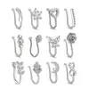 Set of 12Pcs Non Piercing CZ Body Jewelry Clip On Zircon Nose Rings Fake Septum Jewels For Men and Women