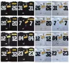 Mi08 Vintage Mens 12 Maglie da calcio Terry Bradshaw 20 Rocky Bleier 23 Mike Wagner 7 Ben Roethlisberger 84 Antonio Brown 26 Rod Woodson 32 Franco Harris 31 Donnie Shel