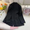 Abiti da donna Blazer Blazer con bottoni a fiori Donna Primavera Abito monopetto nero Giacca dritta da ufficio ampia Alta qualità Da donna