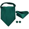 Bow Ties Green Solid 100% Silk Ascot Cravat Tie Scrunch Self British Style Gentleman Dress Scarves Party SetBow