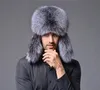 Berets Men39s Trapper Raccoon Hat de fourrure Real Leather Ushanka Shapka Chapeauberets Beretsberets5328659
