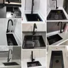 38x30cm Small Black Bar Sink 304 Évier de cuisine en acier inoxydable Undermount Single Bol pour amélioration de la maison avec accessoires de drainage