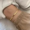 4mm 18K 골드 도금 플랫 뱀 Anklets 체인 링크 여성을위한 우아한 발목 팔찌 Boho 귀여운 여름 해변 발목 조정 가능한 발 보석