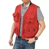 Herenvesten 2022 veelzijdige canvas vest multi-pocket v-neck rits stra22