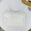 Camisoles Tankar Dam Crop Top Ice Silk Tube Underkläder BH Koreanskt Mode Vadderat Vacker Rygg Bralette Sommar 2022 Camisoles