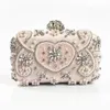 Evening Bags Luxury Women Crystal Handmade Diamond Clutch Party Purse Pink Rhinestones Pearl Wedding Handbag296L