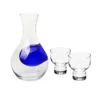 Glass Sake Bottle with Hole Japanese Cold Liquor Carafe Cooler Decanter Ice Pocket Home Restaurant Server Blue Green 10oz 16oz 18oz