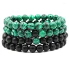 Beaded Strands Ornaments 8mm Dumb Black Stone Malachite Lovers Bracelet String Bracelets For Women Men Jewelry Feminina Trum22