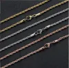 3mm Twisted Rope Chains Necklaces Never Fade 316L Stainless Steel Women Choker Necklace Fashion Men Hip Hop Jewelry Silver Rose Gold Black Chain Gifts 18-24 Inches