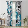 Curtain & Drapes Flower Blue Grey Texture Modern Window Curtains Living Room Bathroom Kitchen Household ProductsCurtain