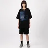 レンスティッドサマーメンズショートスリーブTシャツヒップホップナイトツリームーンプリントTシャツストリートウェアハラジュクカジュアルコットントップスティー220610