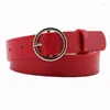 Belts Gold Round Metal Circle Belt Female Red Gray Black PU Leather Waist For Women Jeans Pants WholesaleBelts Emel22