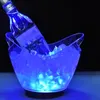 Transparent coloré lumière LED dégradé seau à glace Bar bac à vin eau divertissement support support bouteille en verre 220509