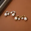 Ins Wind Front And Rear Size Pearl Earrings Stud S925 Silver Needle Trend All-Match Fashion 18K Gold Women's Jewelry Gift Accessories