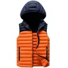 Men's Vests Blue Down Vest Hooded Winter Sleeveless Jacket Men Warm Thick Coats Male Cotton-Padded Work Waistcoat Gilet Orange Kare22