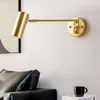 Wall Lamp Nordic Bedside Gold Modern Creative Adjustable Light Rotation Retractable Sconce Bedroom Black ColorWall