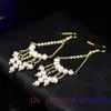 Kolczyki żyrandolowe dla kobiet 925 Srebrne akcesoria biały urok szlachetne moda amulety naturalne biżuterię vintage real desig