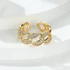Anelli di nozze lussuoso anello d'oro oro a croce catena di zircone sparkling aprire per donne regali di gioielli di fidanzamento alla moda wynn22