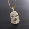 Pendant Necklaces Hip Hop Full CZ Stone Paved Bling Out CSGO CS GO GoonSki Mask Pendants Necklace For Men Rapper Jewelry Gold ColorPendant P