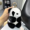 Nyckelringar söt riktig nyckelring plysch panda pendell barn leksak kvinnor väska charm prydnader bil metall nyckel ringar bakre spegel prydnader4813076