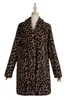 여자 양모 블렌드 코트 코트 가을 겨울 표범 인쇄 모방 모피 외부웨어 중간 긴 모직 두꺼운 따뜻한 트렌치 코트 큰 옷깃 카디건 모직 재킷