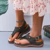 Sandals Leather Gladiator Open Toe Shoes Sandalias De Tacon Platform Women Wedges For 41 42 43Sandals