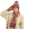 Boinas femininas moda inverno quente padrão vintage acrílico malha de lã Hat luvas de cachecol