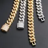 Ketten Sterling Silber 5A CZ Stein gepflastert Bling Iced Out 12mm runde kubanische Gliederkette Halskette für Männer Hip Hop Rapper SchmuckKetten