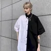 NiceMix gothic patchwork women blouses black and white shirts bf women clothes vintage summer tops shirt plus size couple blouse 220513
