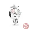 925 Ayar Gümüş Dangle Charm Çiçek Elma Kolye Moda Aile Boncuk Fit Pandora Charms Bilezik DIY Takı Aksesuarları