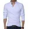 T-shirt da uomo primavera maglietta in cotone tinta unita maglietta collo alla coreana manica lunga top marca slim fit magliette 5XL 220325