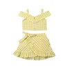 Citgeett Summer Yellow Fashion Toddler Mabd Girls Plaid Одежда с крыша