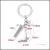 Keychains Fashion Accessories Sg Personality Barber Hair Dryer Combs Scissors Pendant Keyring Stylist Tools Scissor Blow Sal Dh2Ab