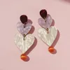 S3012 Fashion Jewelry Retro Acrylic Heart Tassel Earrings Women Doule Hearts Earrings