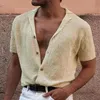 Camiseta de hombres Color sólido Top de verano para hombres Camisas casuales Botones Cardigan para citas 220616
