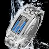 Armbandsur affärsmän rostfritt stål blå binär lysande led elektronisk klocka visar vattentäta mode kvinnor reloj hombre hect22