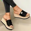 Sandals Summer Wedge Slippers Platform High Heels Ladies Basic Wooden Beach Shoes Flip-Flop Mujer