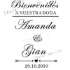 Spanischer Wandaufkleber, Willkommensschild, Aufkleber, Hochzeit, kreativ, individuelle Namen, Vinyl-Wandbilder AZ759 220621