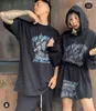 Korsan Öğeleri Gemi Baskı Gevşek T-shirt Yuvarlak Boyun Moda Yüksek Sokak Kısa Kollu Hip Hop Yarı Unisex