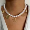VKME Wholale Gold Bear Pingents Pearl For Women Gara Garufra Butterfly Chain Colar Jewelry