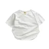 Enfant en bas âge bébé fille basique couleur unie col rond T-Shirt enfants à manches courtes coton doux T-shirt décontracté hauts enfants vêtements pour 1-7 ans